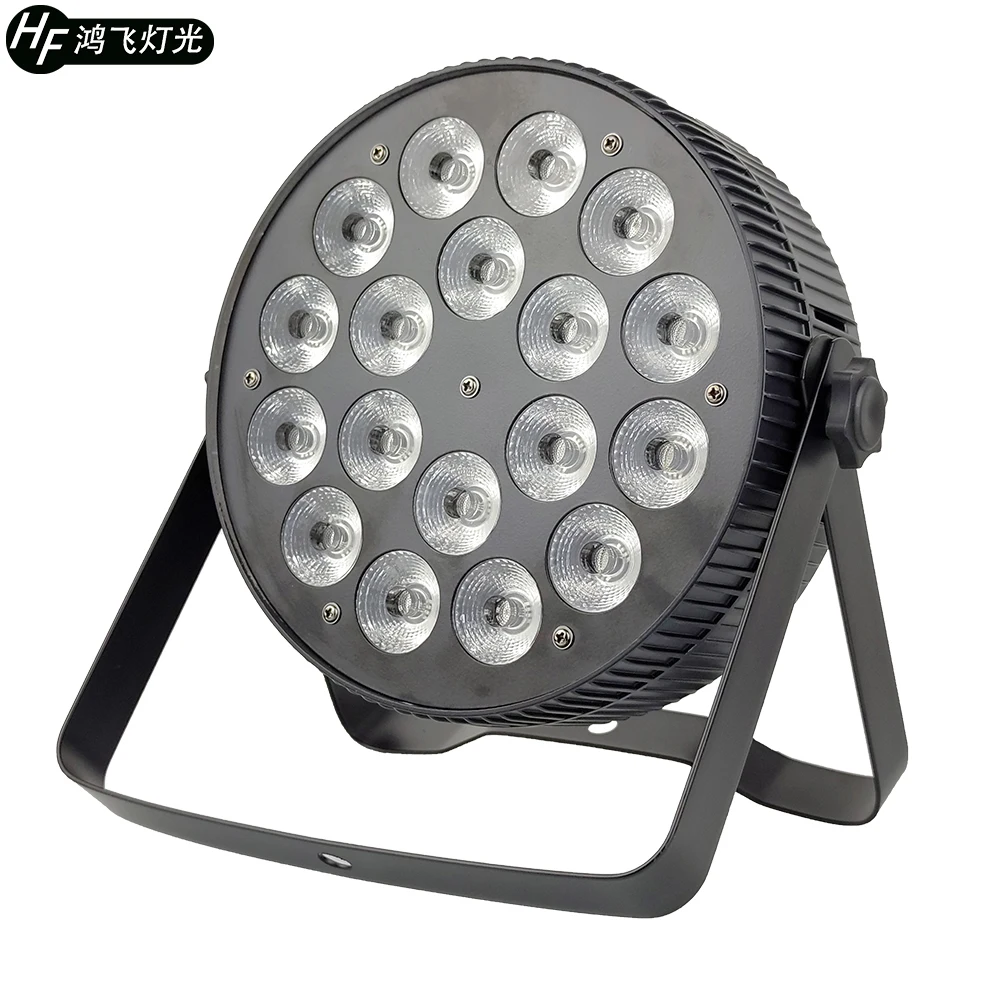 

Алюминиевый плоский просветильник ектор Par 18x18 Вт RGBWA UV 6 в 1, плоский прожектор DMX512, профессиональное сценическое оборудование