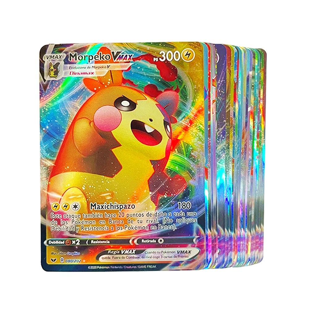 60pcs Spanish Pokemon Cards Vmax Spain Pokémon Shining Card Display Pikachu Charizard Playing Game Childern Kids Toys Gift | Игрушки и