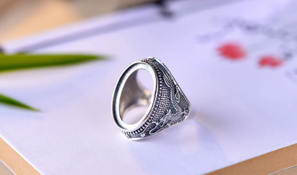 Мужское кольцо из тайского серебра с кабошоном 15 х20 мм | Украшения и аксессуары