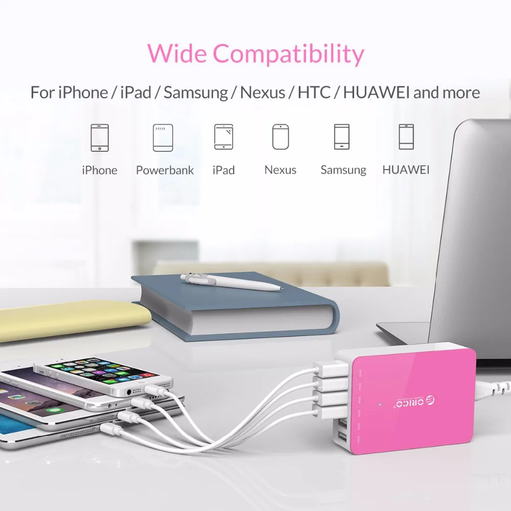 Зарядное устройство ORICO настольное с 6 USB портами 5 В 2 4 А 50 Вт|Зарядные устройства