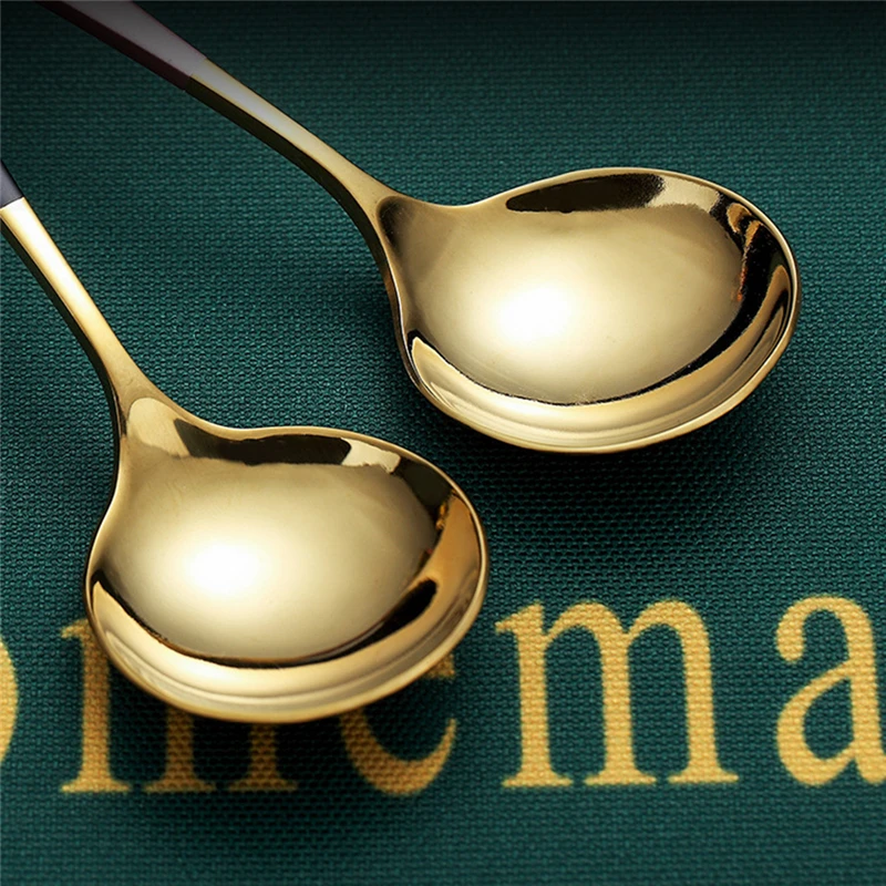 

304 Stainless Steel Round Spoon Creative Coffee Dessert Spoon Ice Cream Dinner Tableware Afternoon Tea Dessert Spoon