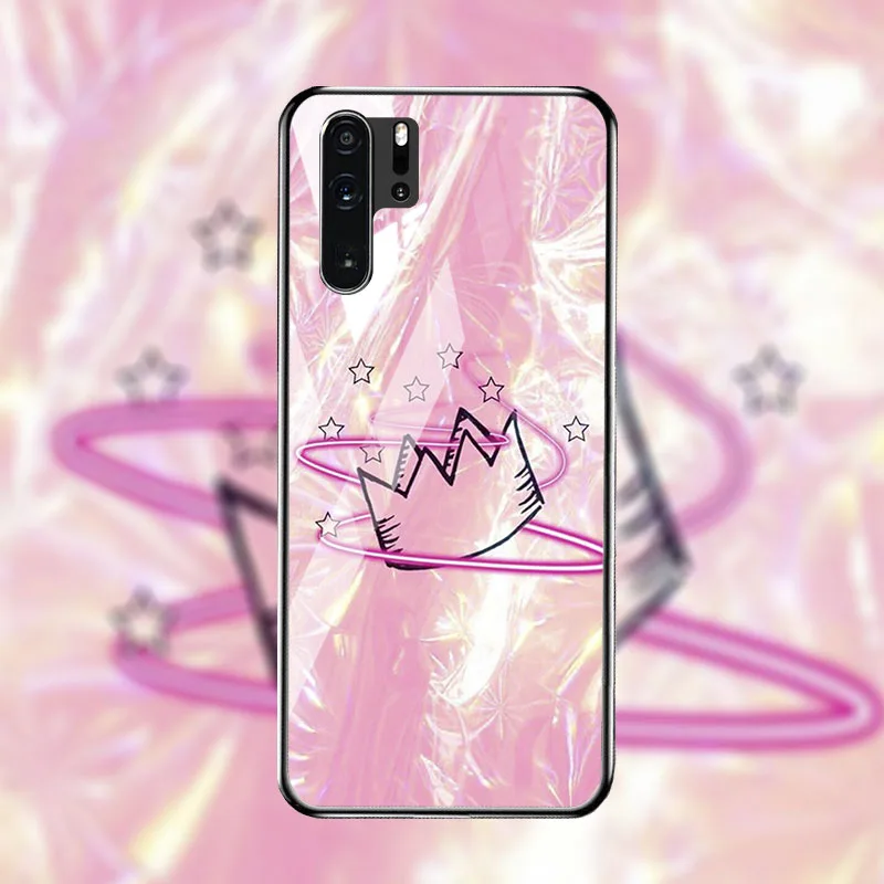 Чехол из закаленного стекла для huawei P30 pro Жесткий ПК цветные чехлы чехол телефона