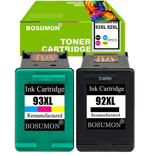 Bosumon Восстановленный картридж 92 93 Замена для hp C9362WN C9361WN 92 93 XL - Цвет: 92XL 93XL 1SET