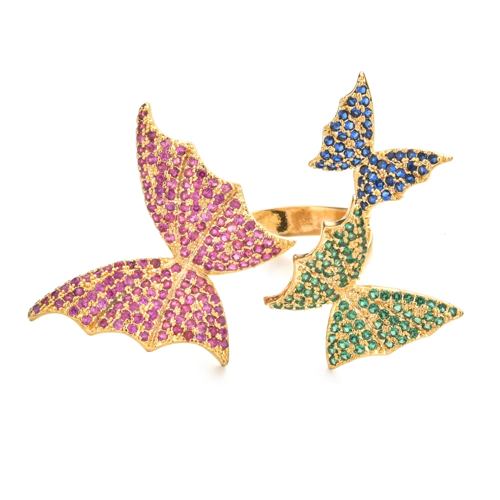 Европейский и американский модный кольцо с бабочкой в ярких цветах, подходящее для женщин / девушек на свадебные вечеринки в качестве подарка, модель JZ-055.