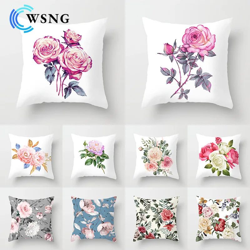 

Beautiful Rose Flowers Plush Cushion Cover Home Living Room Bedroom Sofa Car Decorative Pillow Cover 45*45cm