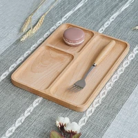 eco friendly baby plate wooden healthy creative tableware teacup tray fruit cake plate divided snack plate for breakfast dinner