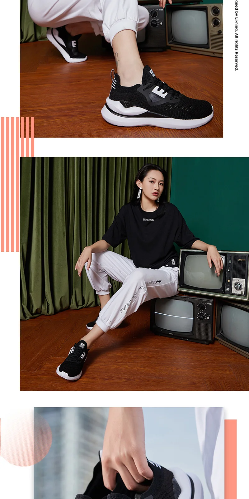 Li-Ning/Женская обувь для активного отдыха; дышащая спортивная обувь с подкладкой из моно-пряжи; кроссовки; AGLP018 YXB299