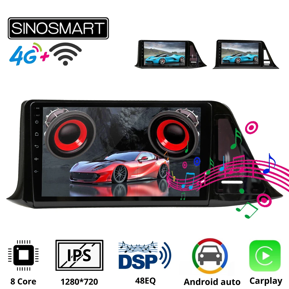 Sinosmart Автомобильный GPS навигатор радио для Toyota C HR евро версия левая рука вождения