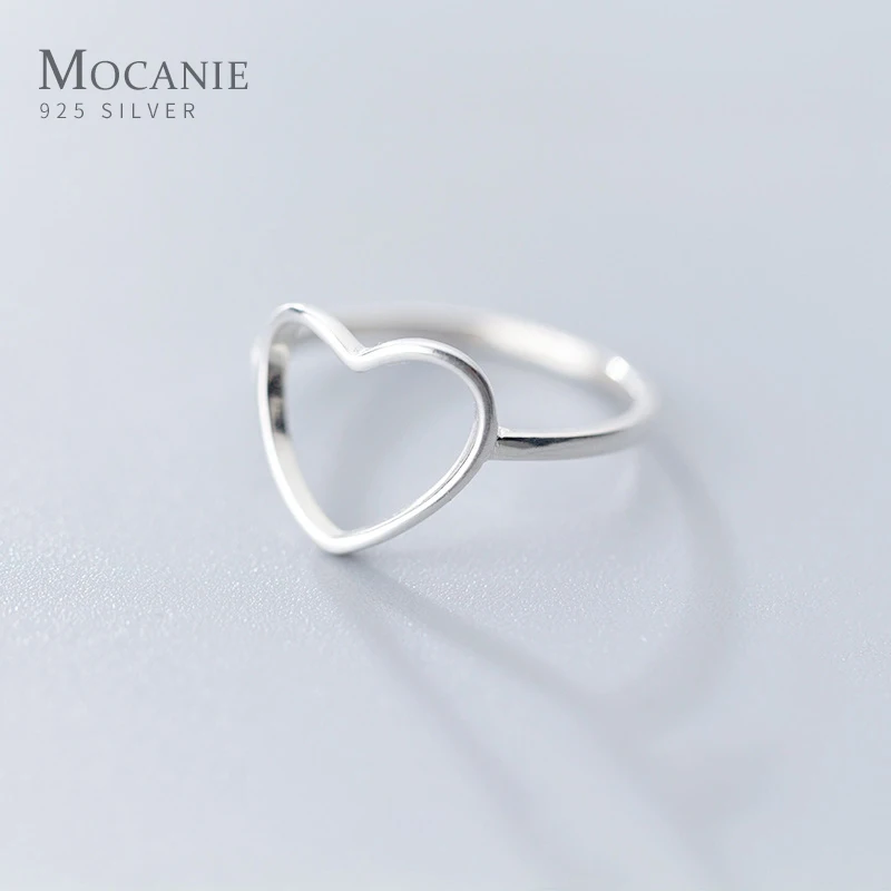 

Mocanie Genuine 925 Sterling Silver Hollow Out Love Hearts Finger Ring for Women Simple Ring Fine Jewelry Girlfriends Gift