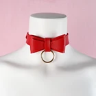 Женский кожаный ошейник-бант, красное колье-чокер в готическом стиле, аксессуар для шеи, оригинальный дизайн, 2021