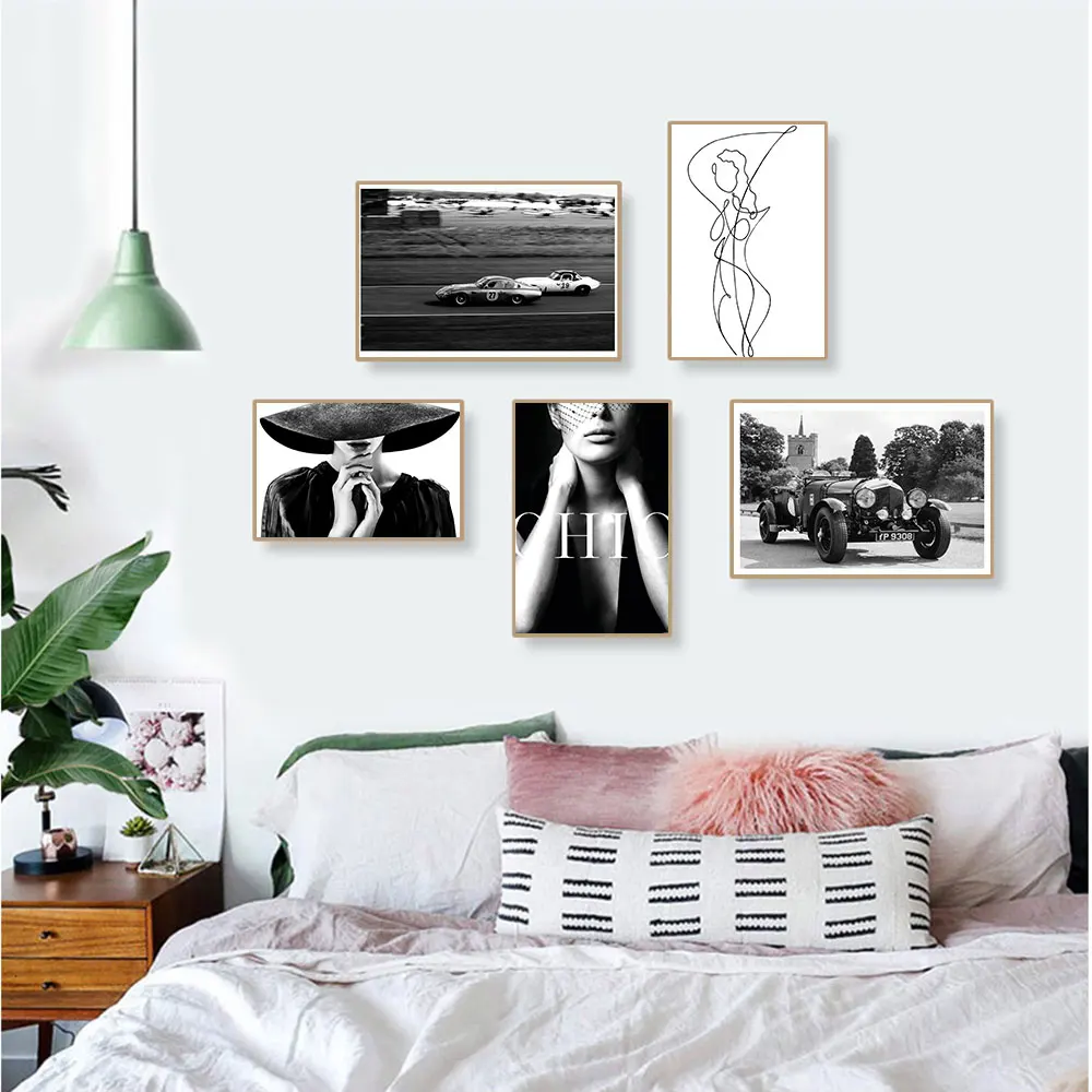 

Line Art Poster Fashion Black White Canvas Painting Nordic Wall Art Print Minimalist Modern Wall Picture For Living Room Decor