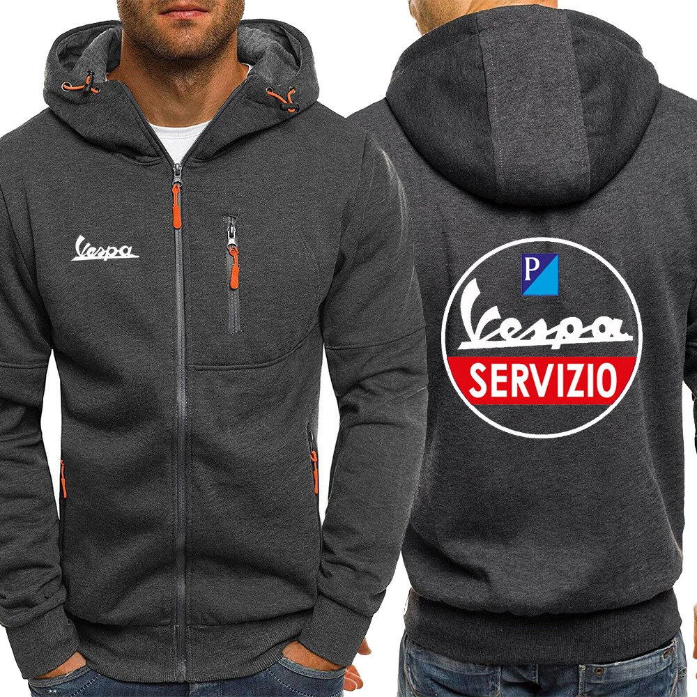 

New Men Vespa Logo Autumn Hoodies Patchwork Zipper Cardigan Sweatshirts Slim Fit Sportswear Fashion Casual Tracksuit Coats