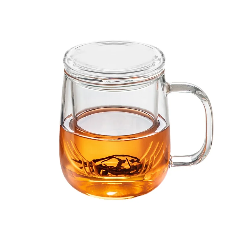 

Transparent Glass Handle Water Cup Green Tea Cover Drinking Glasses Bubble Tea Cup Water Bottle Copo Cerveja Tableware 60AA08