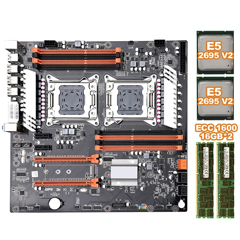 X79 LGA2011 двойная материнская плата поддержка DDR3 ECC память SATA3.0 SATA2.0 USB3.0 NVME M.2 SSD с 2xE5