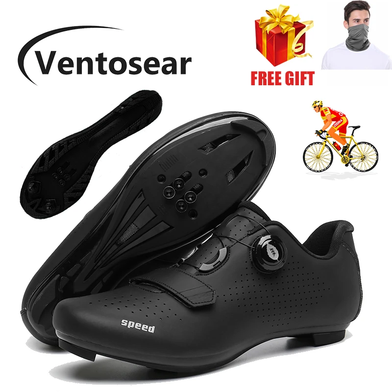 

Ventosear New Men Black Dirt MTB Mountain Biking Shoes Women Professional SPD Road Triathlon Bicycle Sneakers Male Cycling Shoes