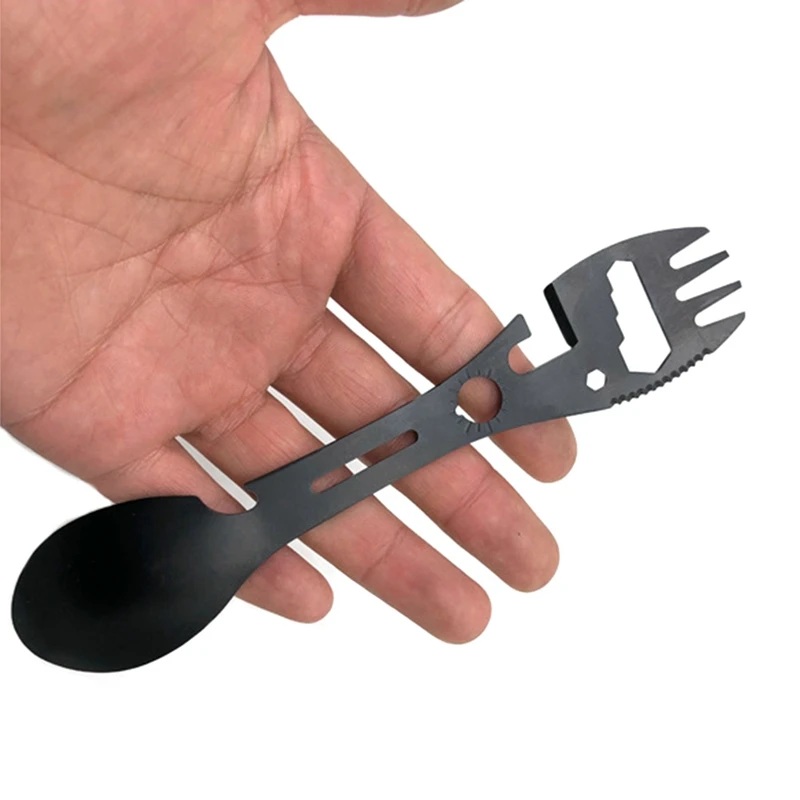 

10 In 1 Multifunctional Outdoor Camping Survival Fork Spoon Pork Cutlery Utensils Bottle Opener Outdoor Camping Hiking Tool New