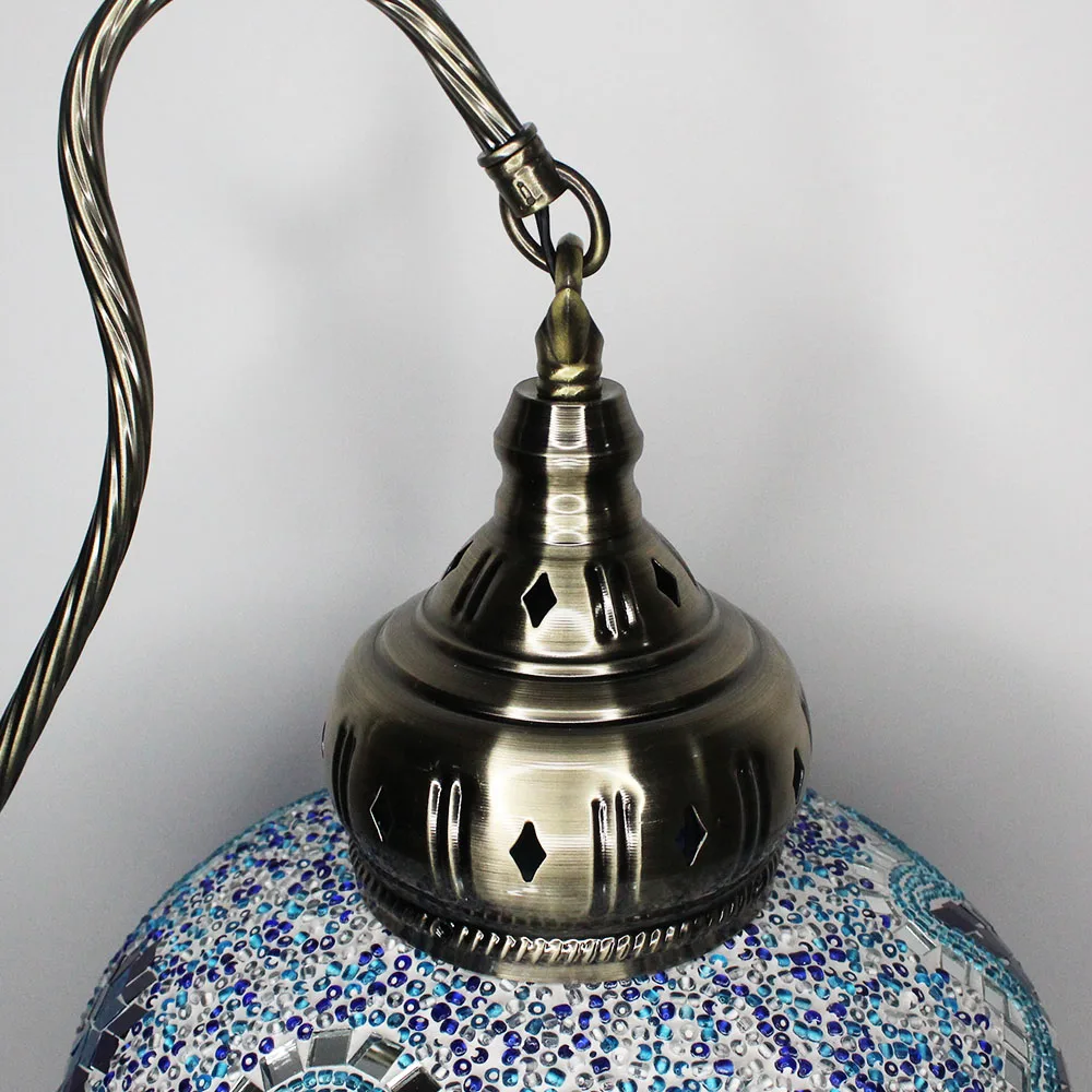 Turkish Lamp Mosaic Glass Bedside Table Lamp Moroccan Lantern Tiffany Style Night Light Marrakech Light for Room Decor (Moon) enlarge