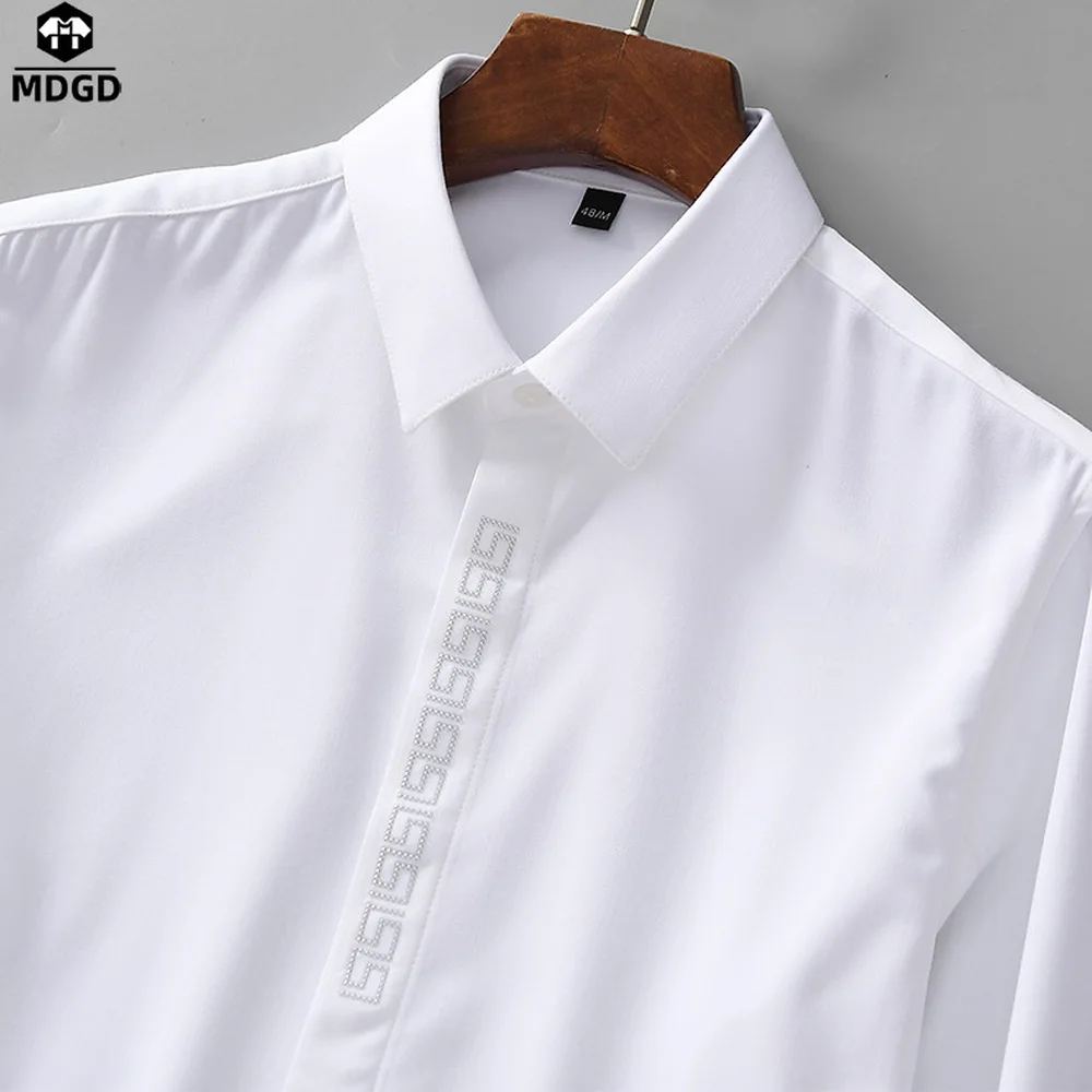 

Print Shirts Luxury Men Fashion Long Sleeve Slim Handsome White Shirt Men's Business Casual Dress Shirt Trend Streetwear Camisas