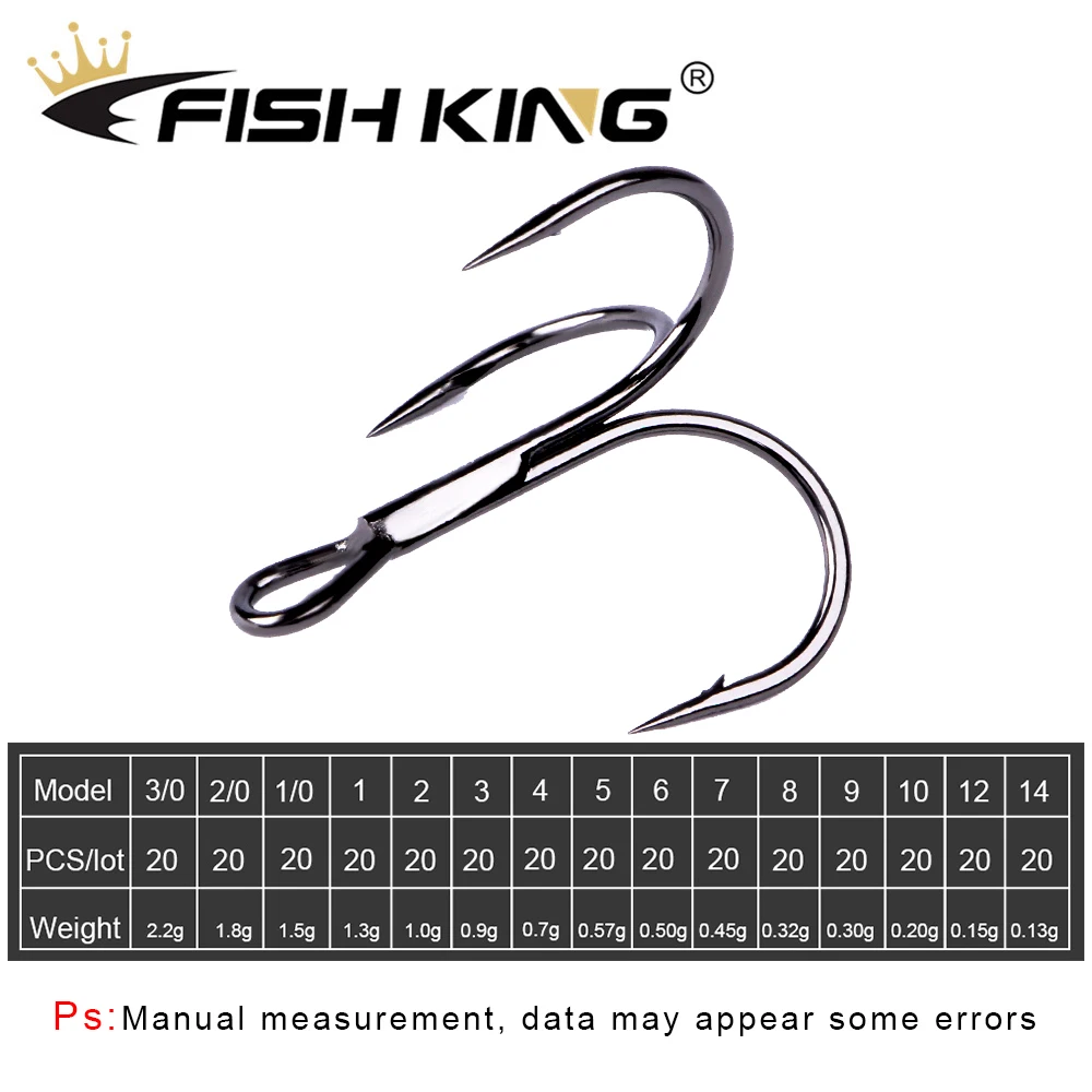 FISH KING 20 шт./упак. рыболовный крючок из высокоуглеродистой стали черный никель