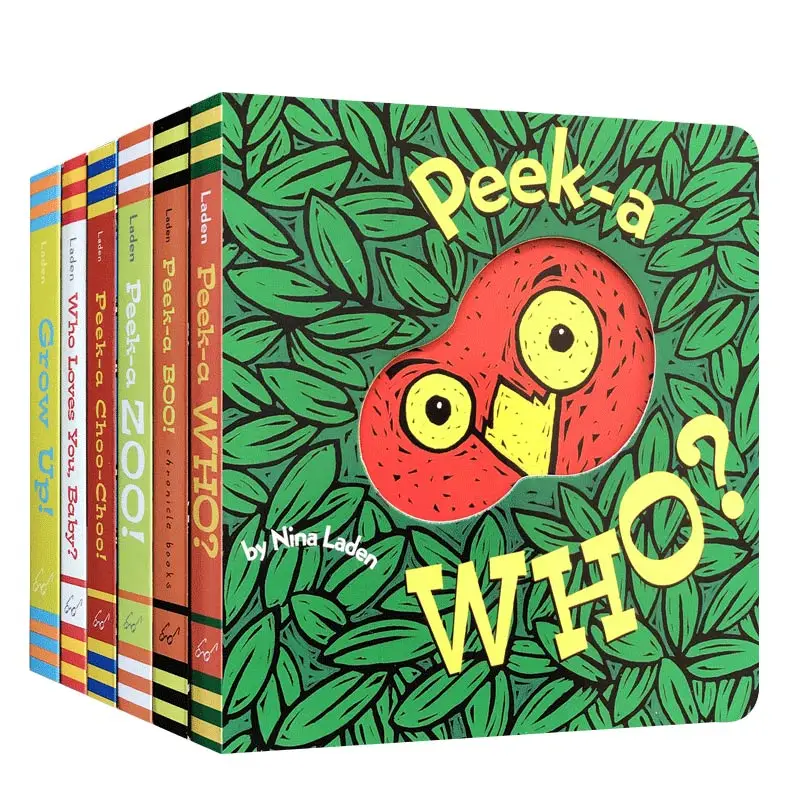 6 стилей растут! Peek A Who Zoo Обучающие английские книги игрушки для детей Монтессори