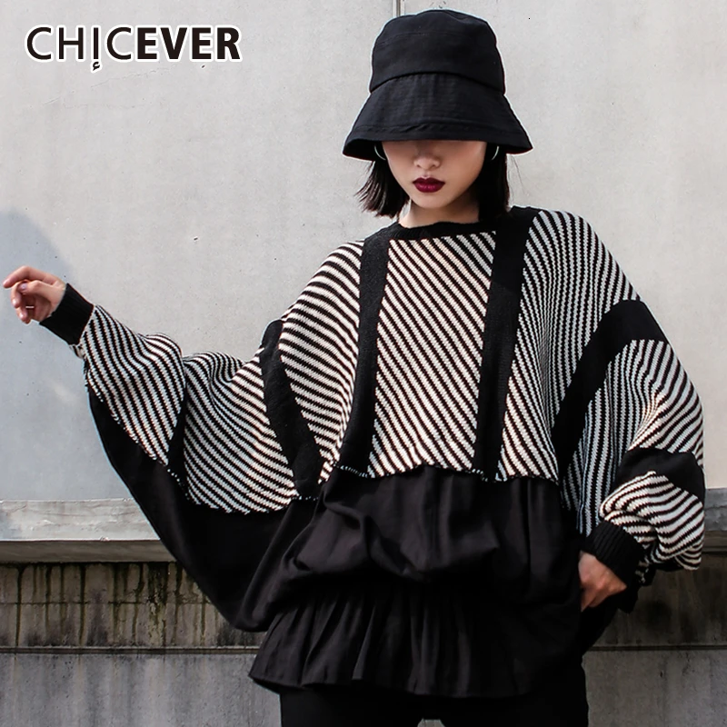 Женская рубашка в полоску с круглым вырезом и рукавом летучая мышь|Блузки| |