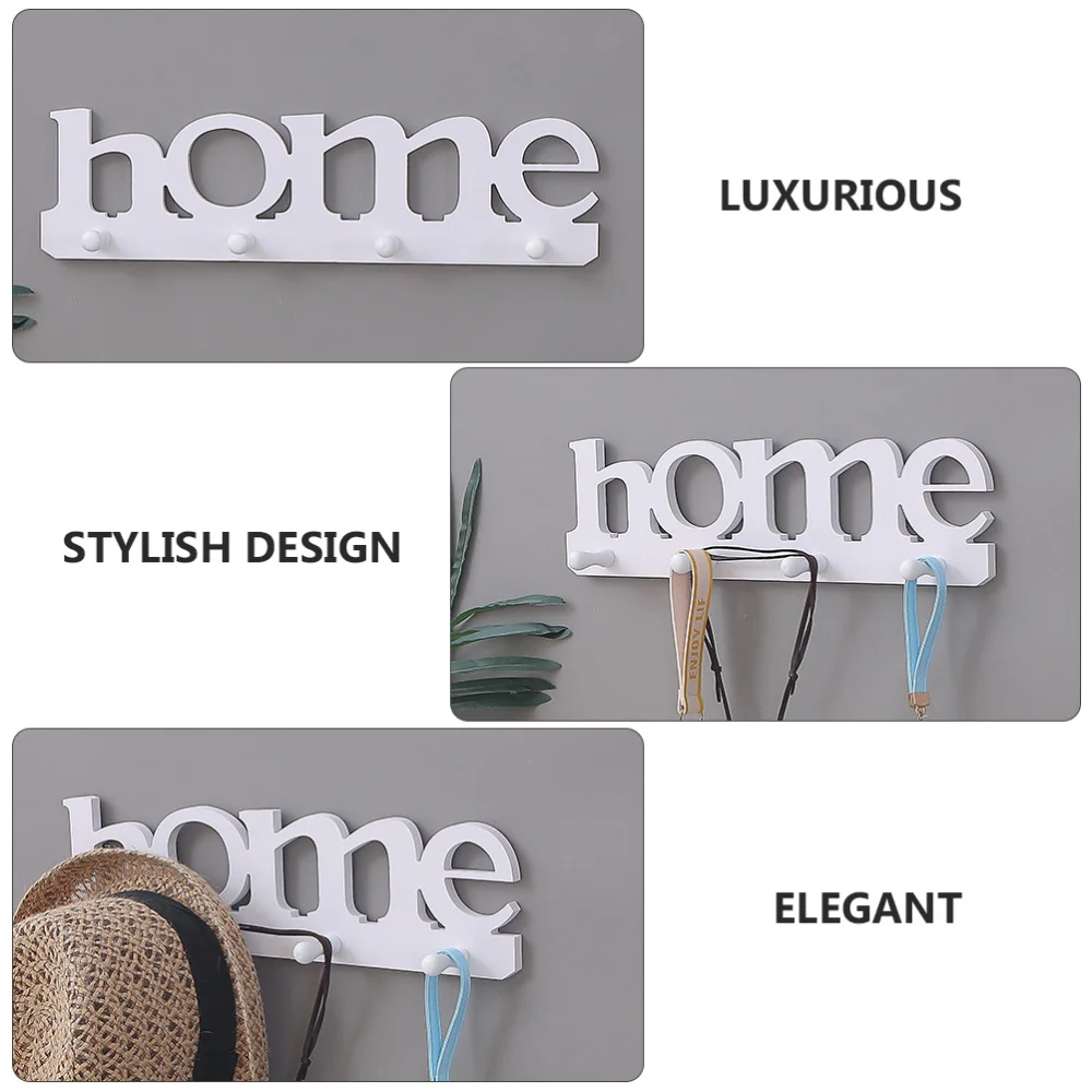 

Door Entryway Wall Rack Hook Creative Wall Hangers with 4 Hooks for Hats Coat