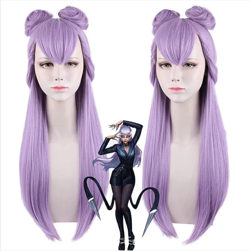 HAIRJOY LOL Arcane KDA Evelynn Eve Cosplay Wig Long Straight Purple Synthetic Hair Anime Wig