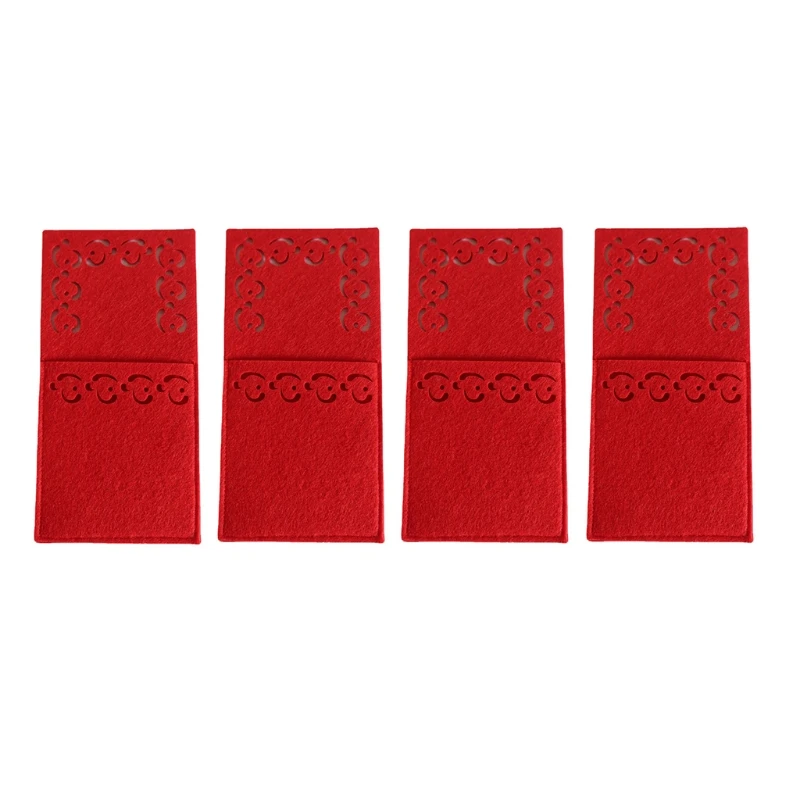 

2022 New 4pcs Christmas Tableware Pocket Knife Fork Cutlery Holder Non-Woven Fabric Exquisite Organizer Home Dining Table Party