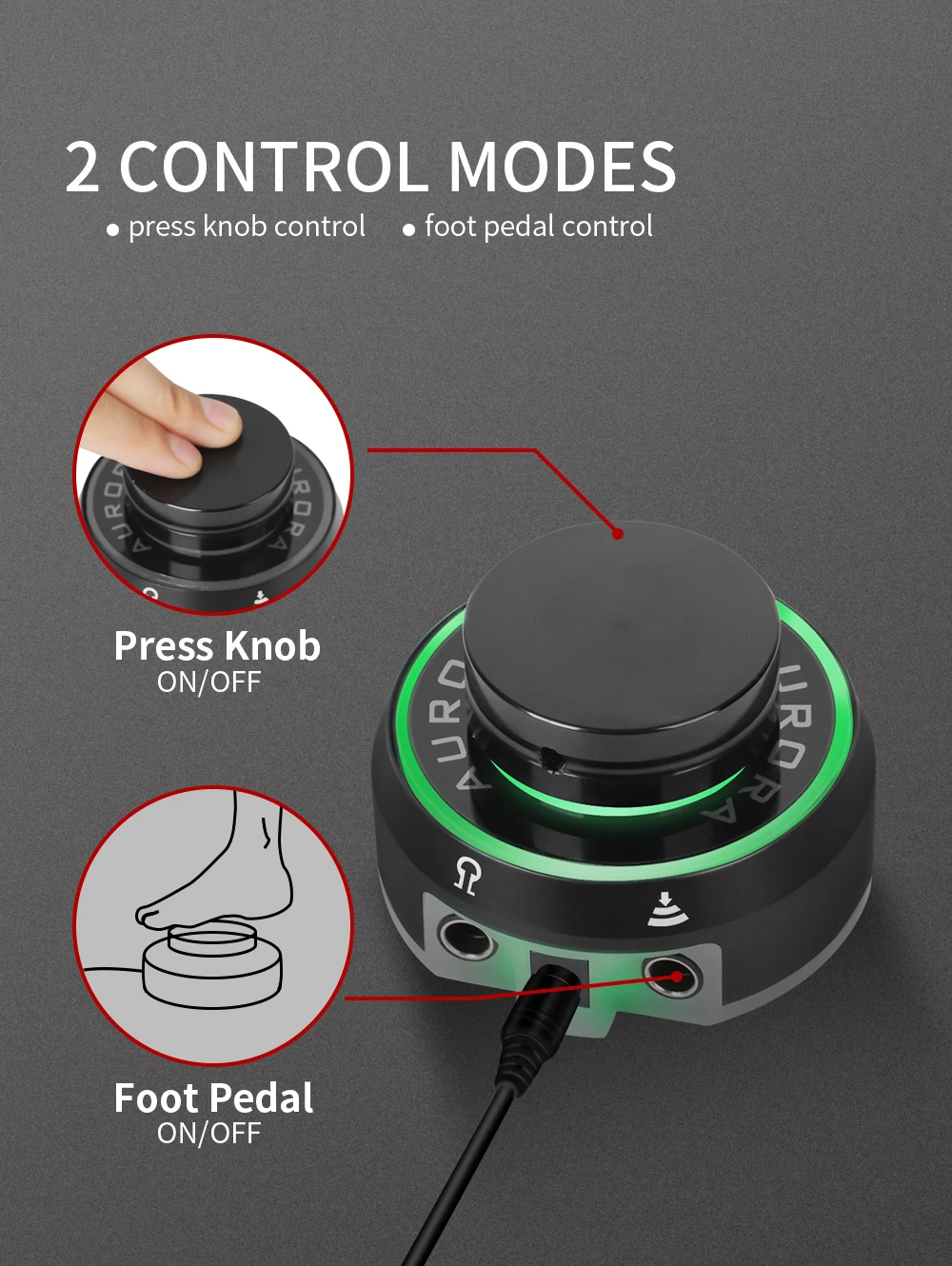 Блок питания AURORA II с ЖК дисплеем и адаптером для катушек вращающихся тату