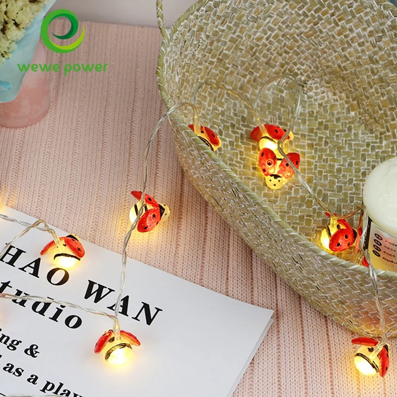 

WE-20S-05 Outdoor 20leds Solar LED Lamp Ladybug String Light Holiday Christmas Party Wedding Garlands Garden Waterproof Lights