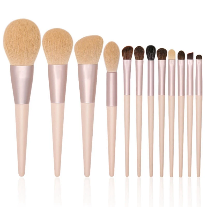 

12Pcs/Set Wooden Makeup Brushes Set Foundation Face Blush Powder Concealer Eyelash Eyeshadow Luxury Cosmetics Tools