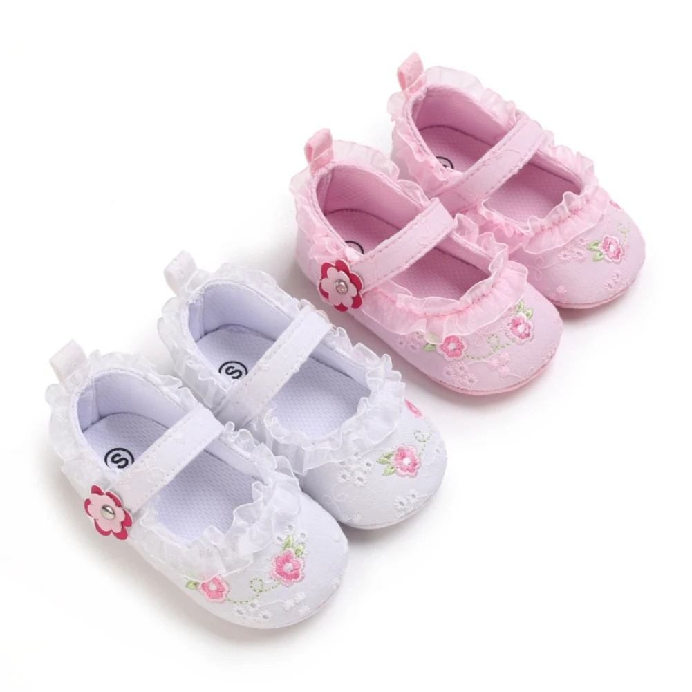 

New Adorable Toddler Infant Newborn Baby Girl Flower Dot Shoes Crib Shoes Size 0-18 Months Baby shoes