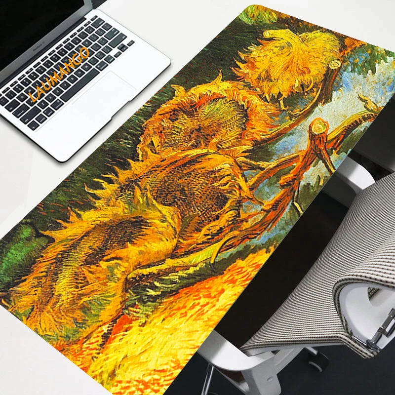 

Van Gogh Starry Sky Sunflower Gaming Gear Mouse Pad Custom Desk Mat big Size Mousepad Pattern Printing Big Size mouse pad