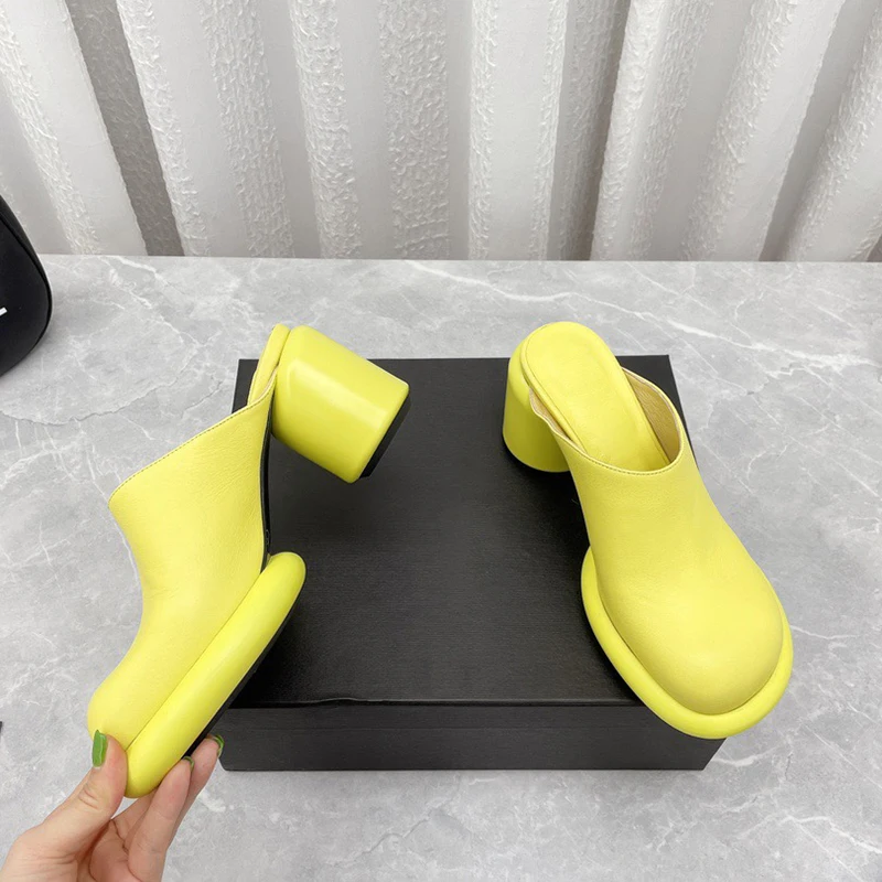 

Женские мюли с круглым носком, на высоком каблуке, Y2K