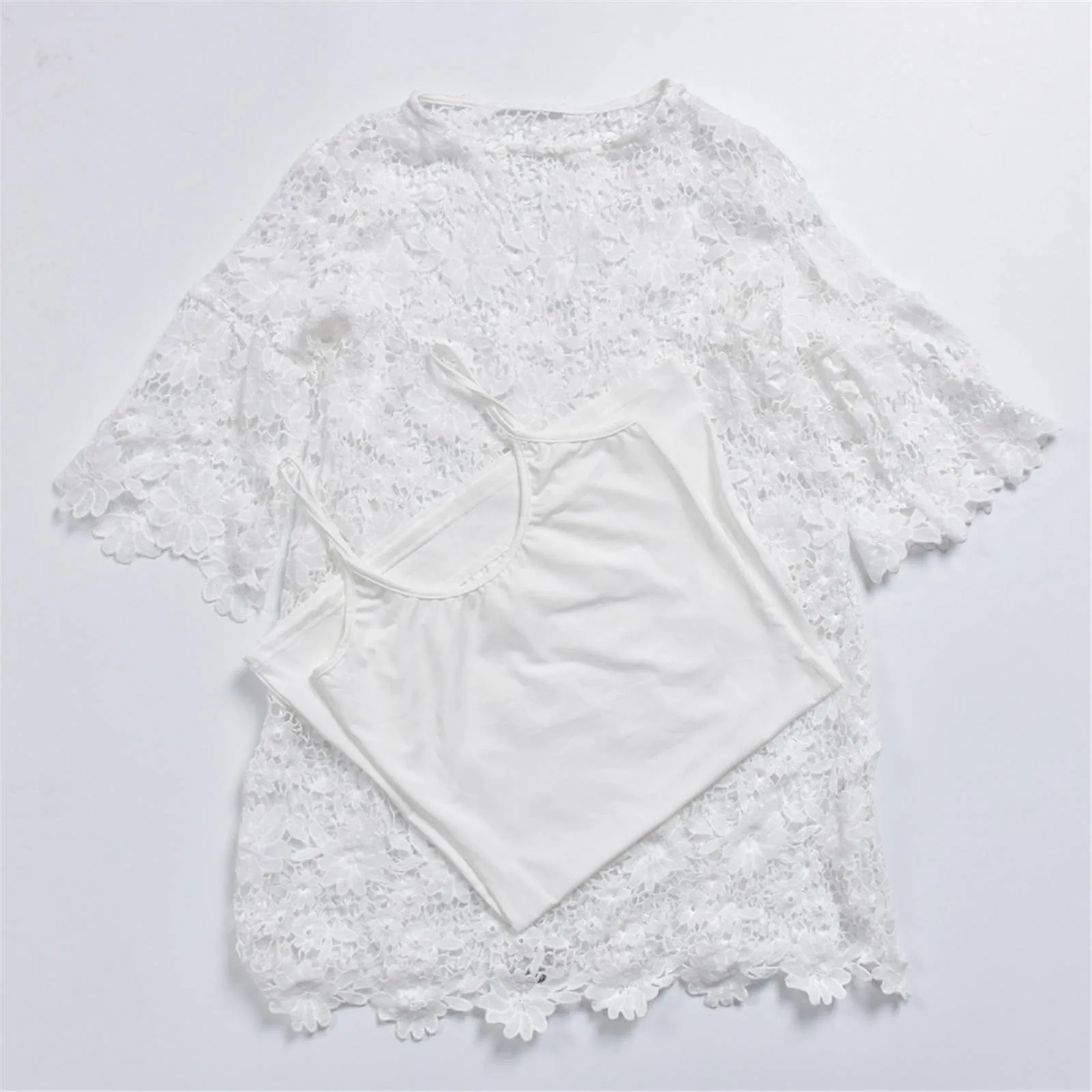

White Lace Dresses 2021 Women Summer Long Sleeve Casual Prom Dress For Party Long Sleeve See Through Club Night Out Dress
