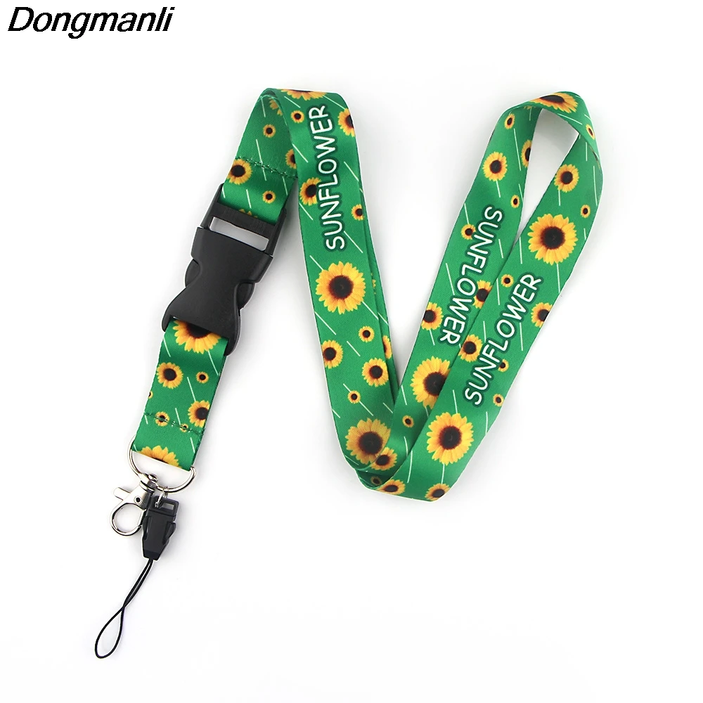 

DZ493 Sunflower Key lanyard Car KeyChain ID Card Pass Gym Mobile Phone Badge Kids KeyRing Holder Jewelry