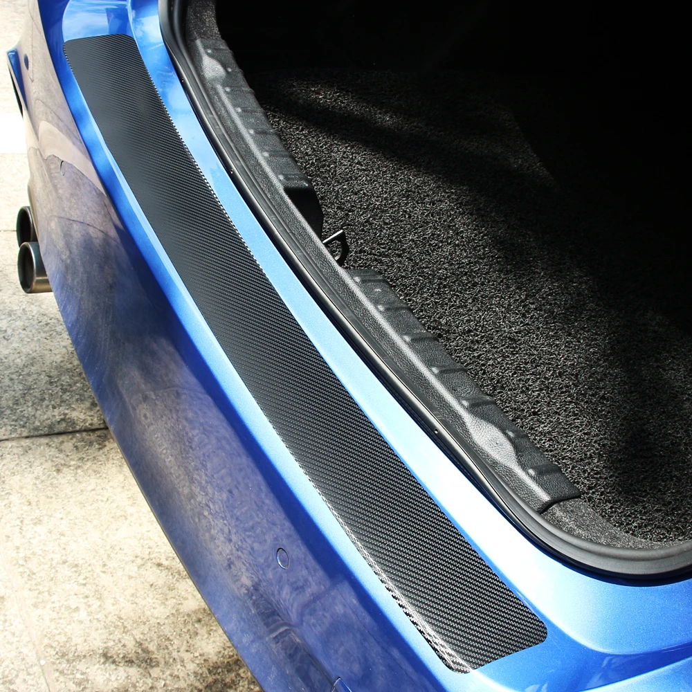 Защитная Наклейка на задний бампер автомобиля пленка из углеродного волокна для