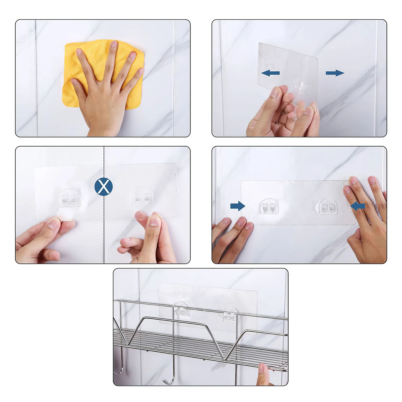 

Hollow-out Storage Rack Shower Caddy Organizer Punch-free Wall-mounted Stainless Steel Rustproof Waterproof for Kitchen Bathroom