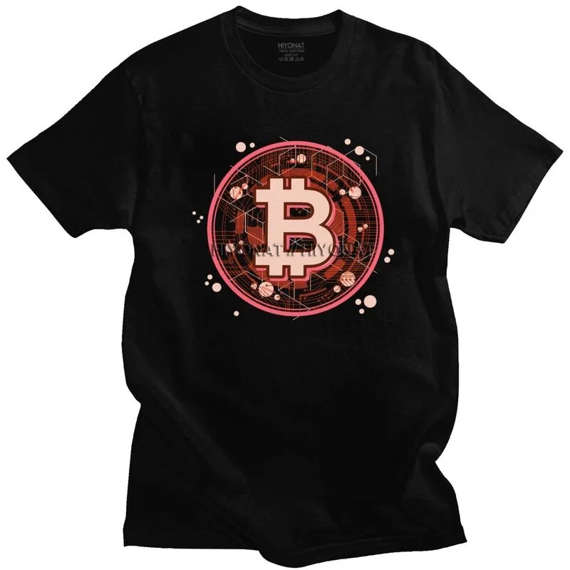 

Модные криптовалюта Bitcoin футболка для мужчин 100% хлопковая футболка крипто Btc блокчейн футболка для гиков Повседневная футболка с коротким р...