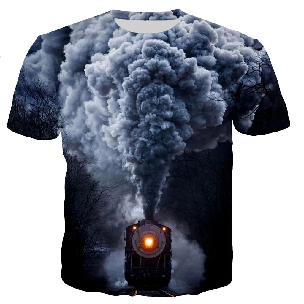 

Summer Men's 3D Printed Train T-Shirt Youth Casual Street Comfortable Short Sleeve Summer 2021 New Alternative Hip Hop Top