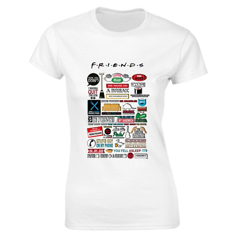 Футболка с принтом Друзья сериал слова и цитаты ТВ ситком большой рост футболка| |