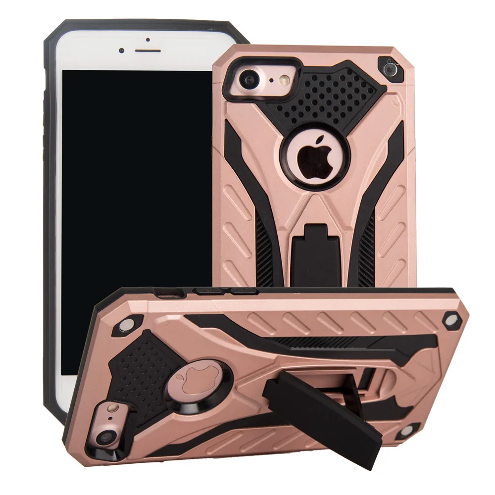 Противоударный защитный чехол для iPhone 11 Pro Max 5 5S SE 6 6S 7 8 Plus X XS Max XR, защитный противоударный чехол с подставкой - Цвет: Rose gold Phone Case