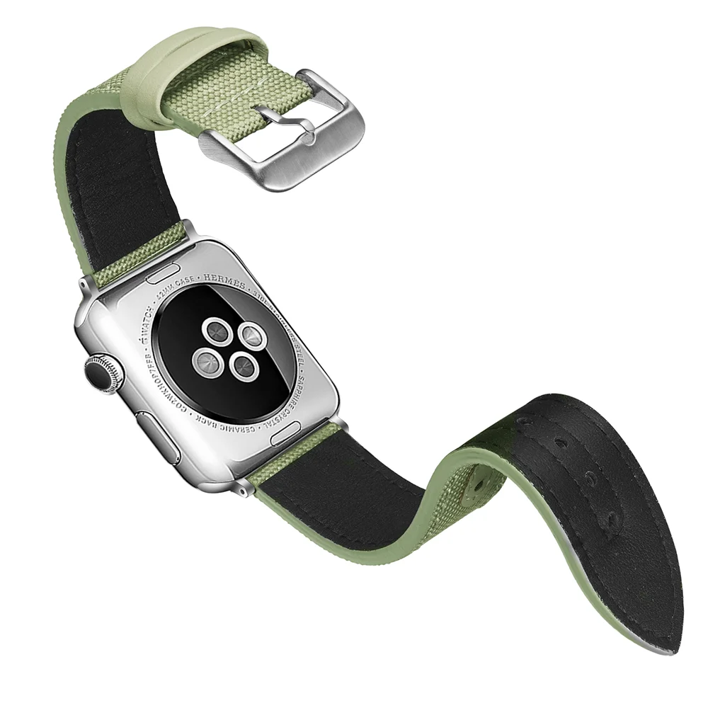 

Canvas+leather strap for Apple watch band 44mm 40mm iWatch band 42mm 38mm sport bracelet Correa Apple watch series 6 se 5 4 3 2