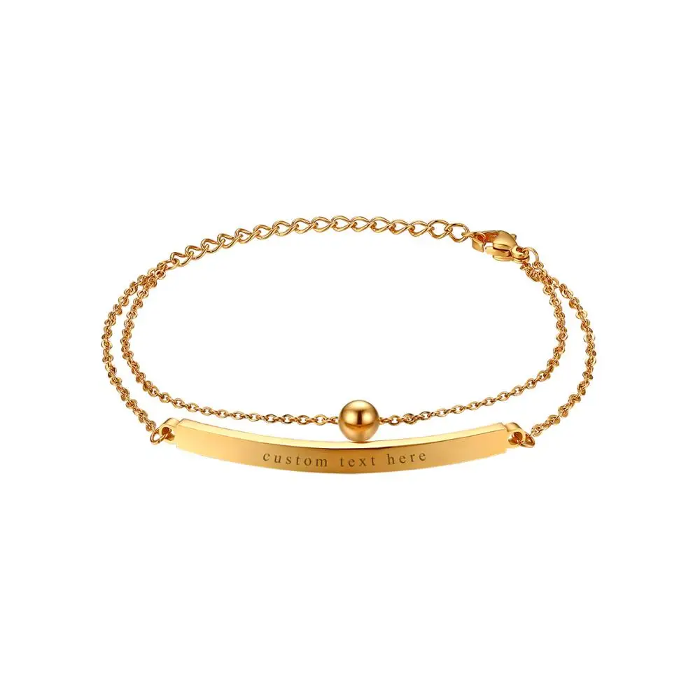 

BONISKISS 2020 новые гравированные простые золотистые/Серебристые многопользовательские персонализированные браслеты из нержавеющей стали для женщин ювелирные изделия подарок