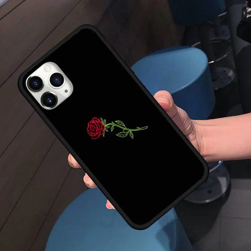

beautiful black white Rose flower Phone Case for iPhone 11 12 pro XS MAX 8 7 6 6S Plus X 5S SE 2020 XR shell cover funda