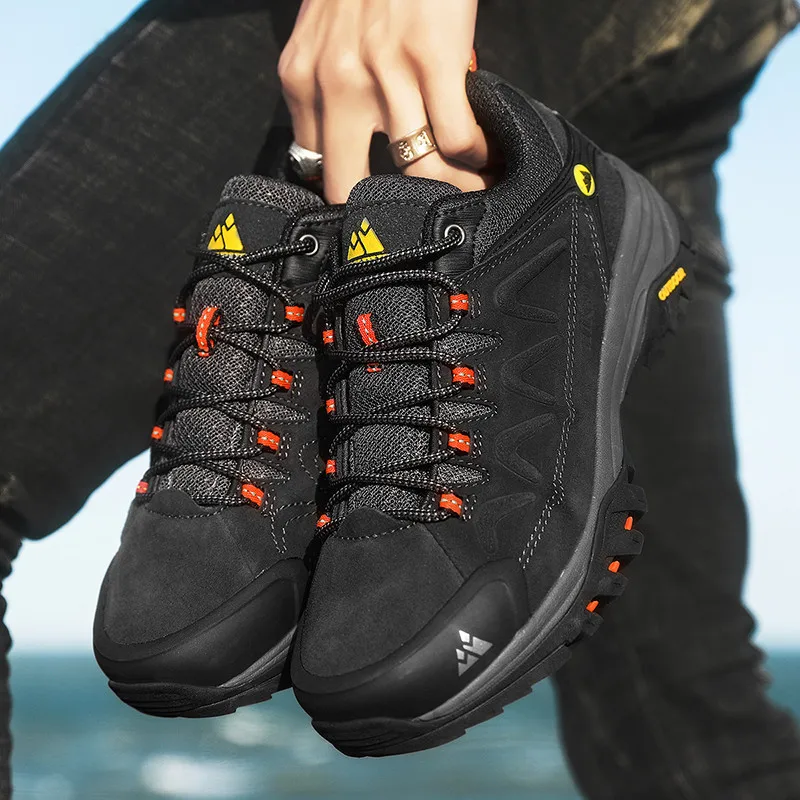 Brand Men's Hiking Shoes Genuine Leather Outdoor Hunting Shoes Men Sport Trekking Walking Mens Tactical Sneakers botas de caza