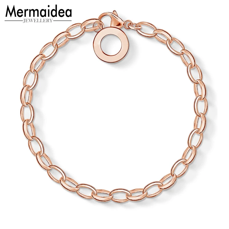 Звеньевая цепочка очаровательные браслеты 2020 цвета розового золота модный