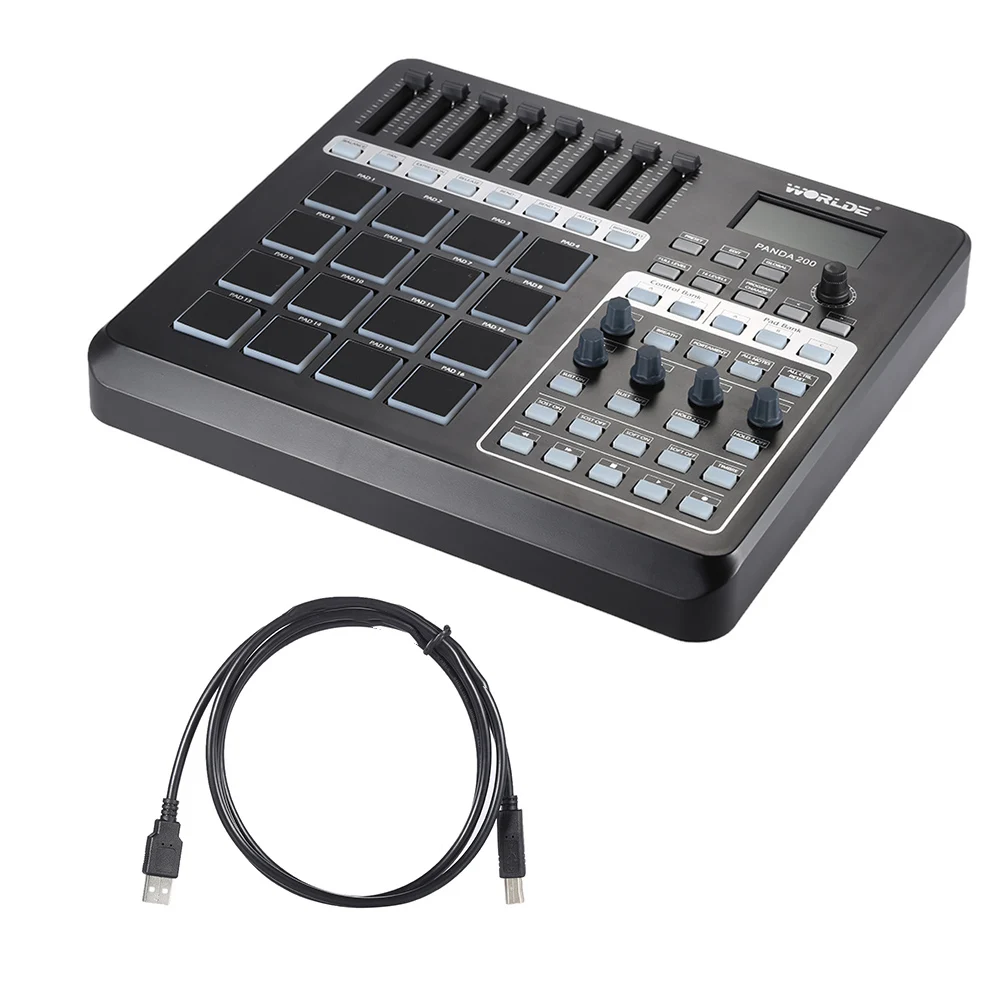 WORLDE PANDA200 портативный USB MIDI контроллер 16 барабанных колодок с кабельная