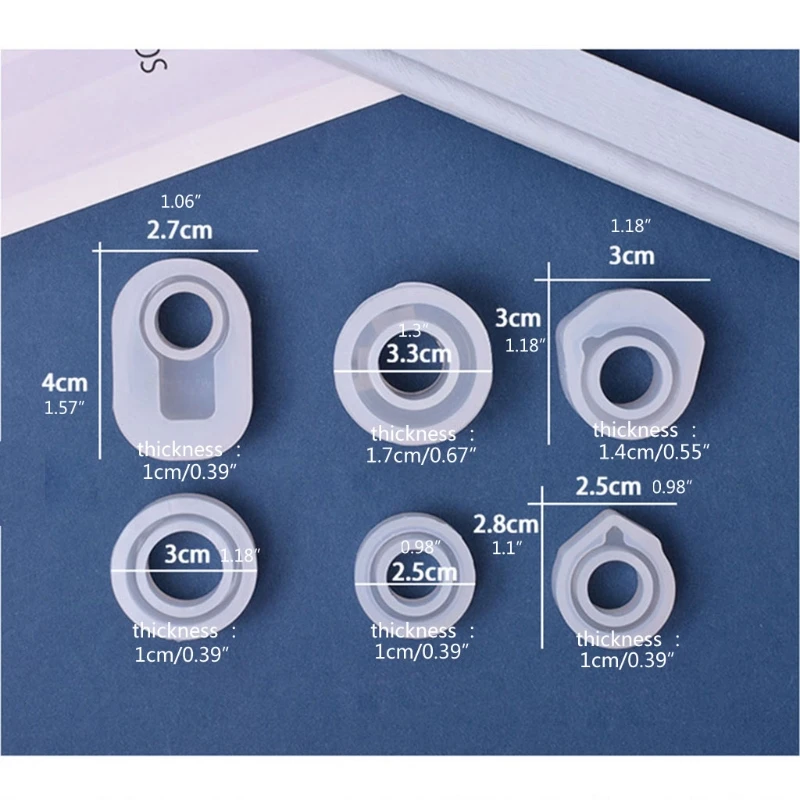 

6 Pcs Resin Rings Molds Set Tear Resistance Soft Silicone Multi-Purpose Craft Supplies Casting Rings DIY Embellishment