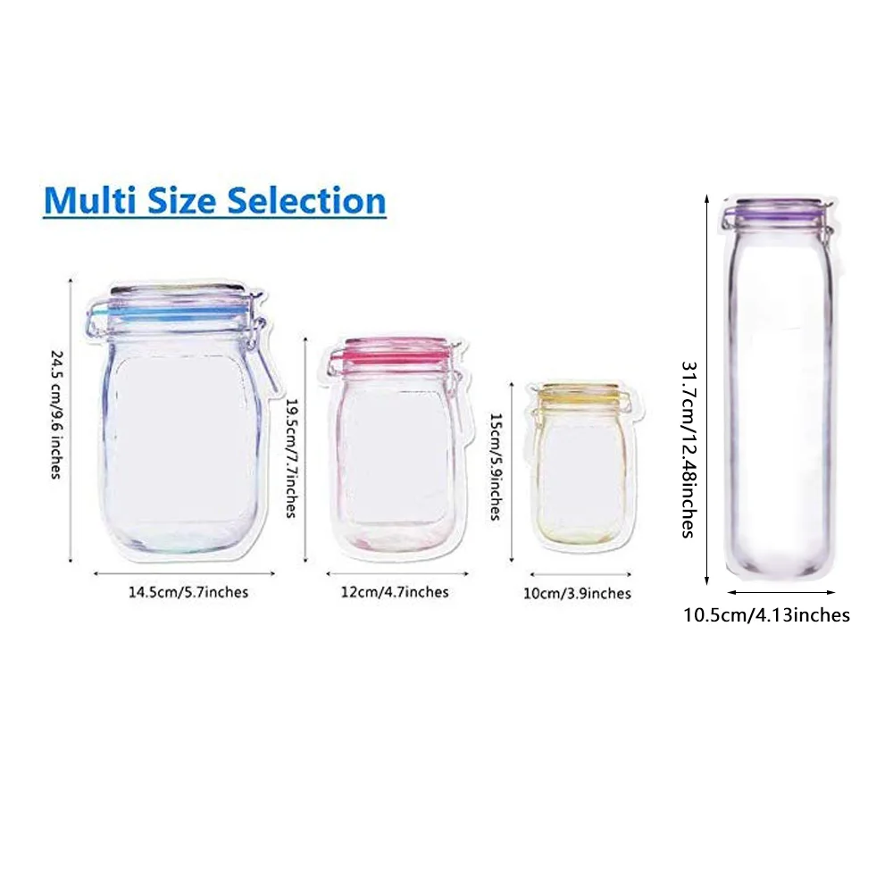

Jar Zipper Bags Reusable Snack Saver Bag Nuts Candy Cookies Bag Leakproof Food Sandwich Fridge Freezing Food Storage Bag